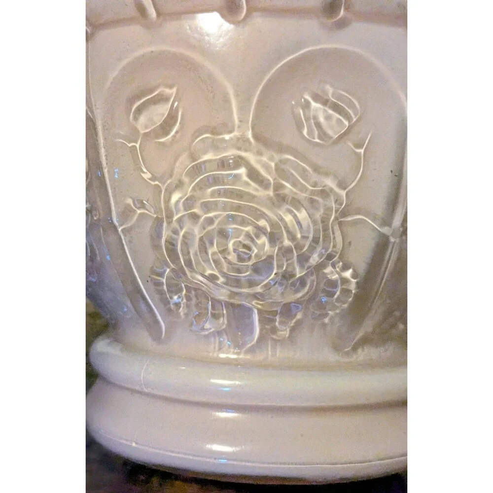 Vintage Kaadan Ltd Pink Embossed Glass Oil Lamp Kerosene Lamp w Clear Chimney